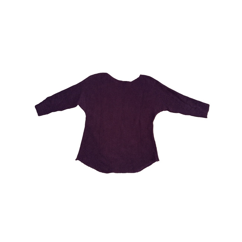 Ann Taylor Deep Purple Knit Three-Quarter Length Sleeve Top (Size S) - Picture 3 of 3